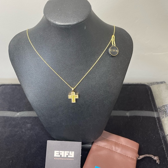Beautiful Effy 14kt gold, Diamond, Citrine cross necklace